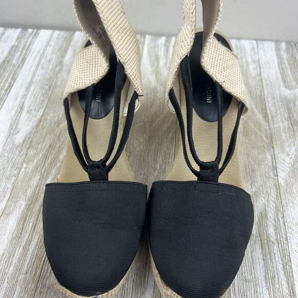 Adrienne Vittadini Shoes Wedge Espadrilles Black Tan Stretch 8.5 - Picture 6 of 10